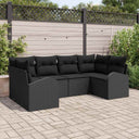 vidaXL Tuinbank Set met kussen 6 pcs Zwart Poly Riet