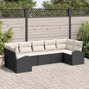 vidaXL Tuinbank Set met kussen 7 pcs Zwart Poly Riet