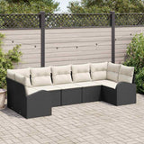 vidaXL Tuinbank Set met kussen 7 pcs Zwart Poly Riet