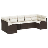 vidaXL Tuinbank Set met kussen 7 pcs Zwart Poly Riet