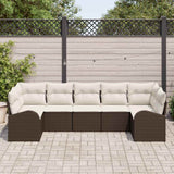 vidaXL Tuinbank Set met kussen 7 pcs Zwart Poly Riet