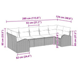 vidaXL Tuinbank Set met kussen 7 pcs Zwart Poly Riet