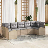 vidaXL Tuinbank Set met kussen 7 pcs Zwart Poly Riet