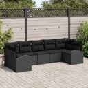 vidaXL Tuinbank Set met kussen 7 pcs Zwart Poly Riet