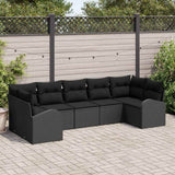 vidaXL Tuinbank Set met kussen 7 pcs Zwart Poly Riet