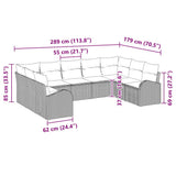 vidaXL Bankstel met kussen 9 pcs Zwart Poly Riet