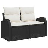 vidaXL Bankstel met kussen 9 pcs Zwart Poly Riet
