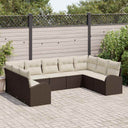 vidaXL Bankstel met kussen 9 pcs Zwart Poly Riet
