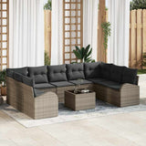 vidaXL Bankstel met kussen 9 pcs Zwart Poly Riet