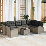 vidaXL Bankstel met kussen 9 pcs Zwart Poly Riet