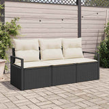 vidaXL Bankstel 3 pcs Zwart poly rattan