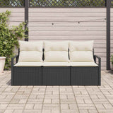 vidaXL Bankstel 3 pcs Zwart poly rattan