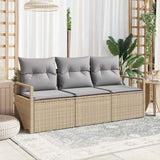 vidaXL Bankstel 3 pcs Zwart poly rattan