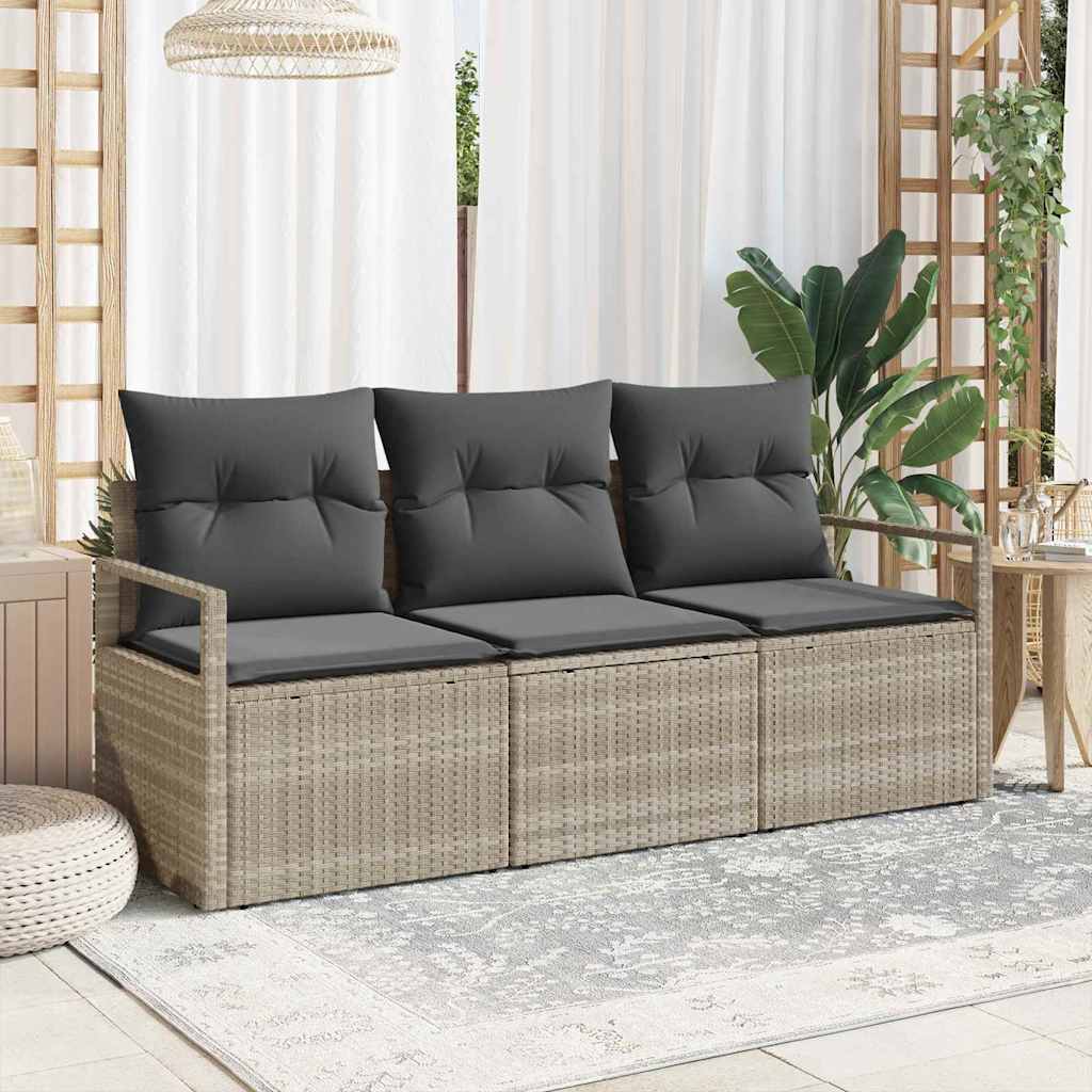 vidaXL Bankstel 3 pcs Zwart poly rattan