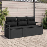 vidaXL Bankstel 3 pcs Zwart poly rattan