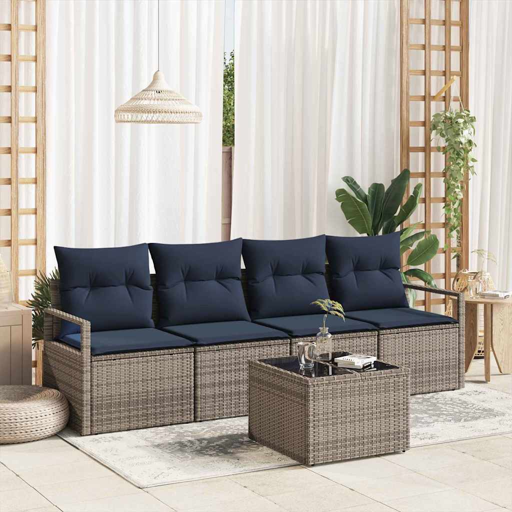 vidaXL Salon de jardin 5 pcs Marron et Rouge résine tressée