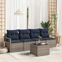 vidaXL Salon de jardin 5 pcs Marron et Rouge résine tressée