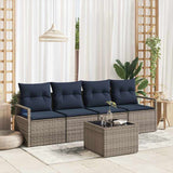 vidaXL Salon de jardin 5 pcs Marron et Rouge résine tressée