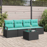 vidaXL Salon de jardin 5 pcs Marron et Rouge résine tressée