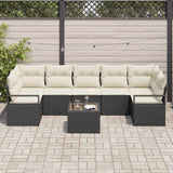 vidaXL Sofa Set 8 pcs Black and Cream poly rattan