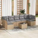 vidaXL Sofa Set 8 pcs Black and Cream poly rattan