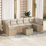 vidaXL Sofa Set 8 pcs Black and Cream poly rattan
