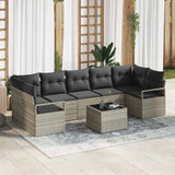 vidaXL Sofa Set 8 pcs Black and Cream poly rattan