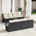 vidaXL Bankstel met kussen 7 pcs Zwart en Crème poly rattan