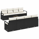 vidaXL Bankstel met kussen 7 pcs Zwart en Crème poly rattan