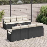 vidaXL Bankstel met kussen 7 pcs Zwart en Crème poly rattan