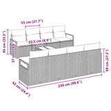 vidaXL Bankstel met kussen 7 pcs Zwart en Crème poly rattan