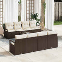 vidaXL Bankstel met kussen 7 pcs Zwart en Crème poly rattan