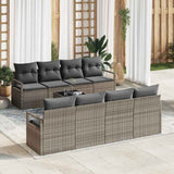 vidaXL Bankstel met kussen 7 pcs Zwart en Crème poly rattan