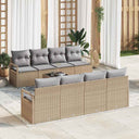 vidaXL Bankstel met kussen 7 pcs Zwart en Crème poly rattan