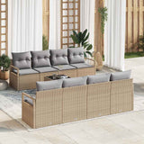 vidaXL Bankstel met kussen 7 pcs Zwart en Crème poly rattan