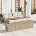 vidaXL Bankstel met kussen 7 pcs Zwart en Crème poly rattan