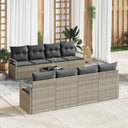 vidaXL Bankstel met kussen 7 pcs Zwart en Crème poly rattan