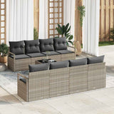vidaXL Bankstel met kussen 7 pcs Zwart en Crème poly rattan
