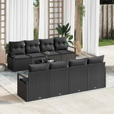 vidaXL Bankstel met kussen 7 pcs Zwart en Crème poly rattan