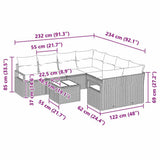 vidaXL Bankstel 9 st 8-Aantal zitplaatsen Zwart en Crème Polyrattan