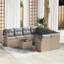 vidaXL Bankstel 9 st 8-Aantal zitplaatsen Zwart en Crème Polyrattan