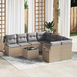 vidaXL Bankstel 9 st 8-Aantal zitplaatsen Zwart en Crème Polyrattan