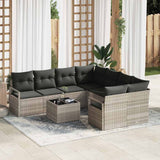 vidaXL Bankstel 9 st 8-Aantal zitplaatsen Zwart en Crème Polyrattan