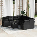 vidaXL Bankstel 9 st 8-Aantal zitplaatsen Zwart en Crème Polyrattan