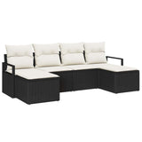 vidaXL Bankstel 6 pcs Zwart poly rattan