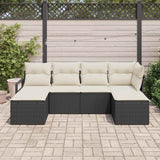 vidaXL Bankstel 6 pcs Zwart poly rattan