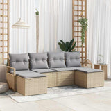 vidaXL Bankstel 6 pcs Zwart poly rattan