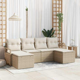 vidaXL Bankstel 6 pcs Zwart poly rattan