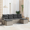vidaXL Bankstel 6 pcs Zwart poly rattan
