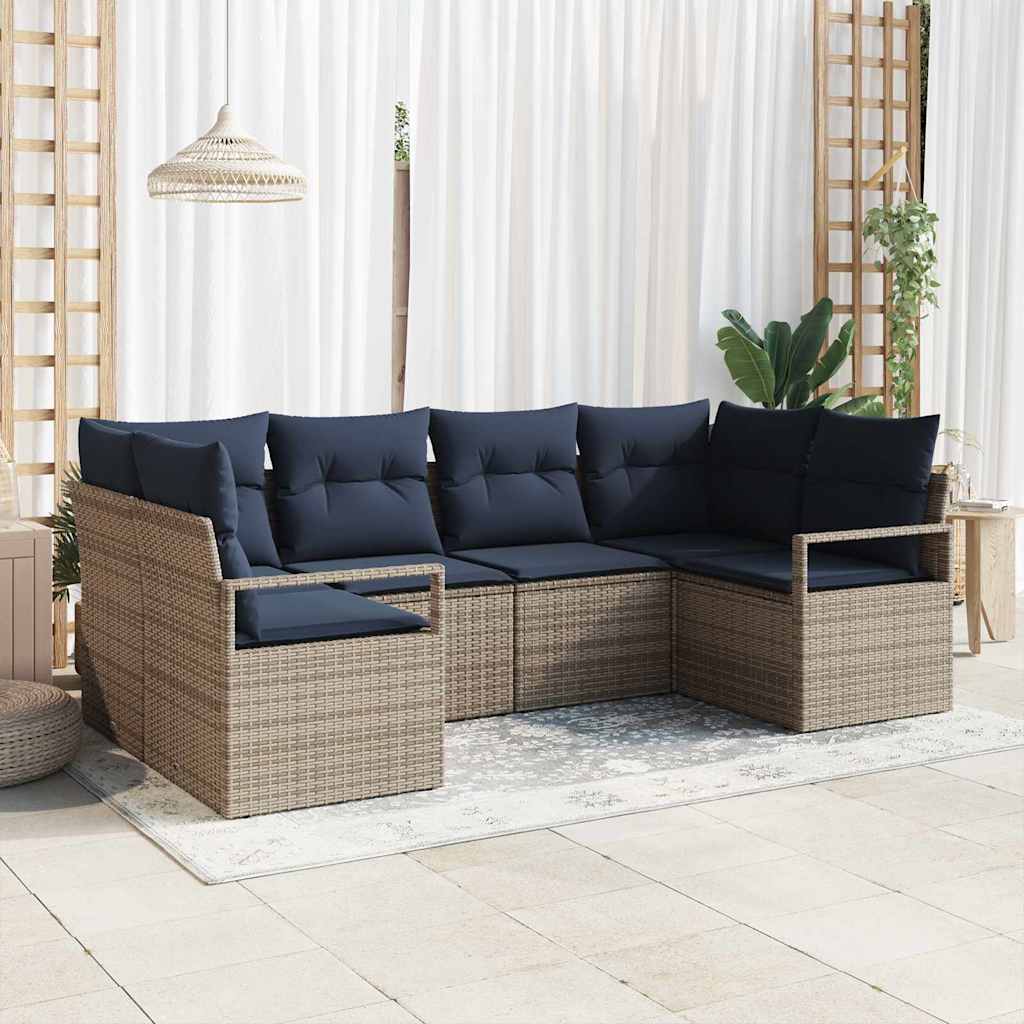 vidaXL Bankstel met kussen 6 pcs Bruin Poly Riet